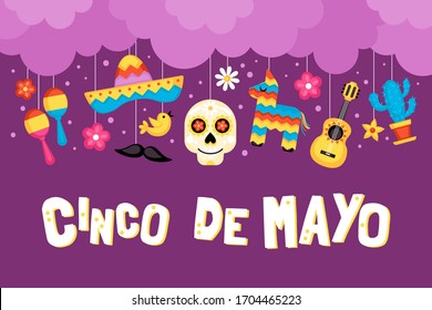 Cinco de Mayo Mexican Holiday banner, poster and greeting card design. Vector illustration