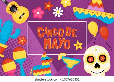 Cinco de Mayo Mexican Holiday banner, poster and greeting card design. Vector illustration