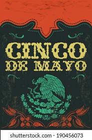 Cinco de mayo - mexican holiday vintage vector poster - grunge effects can be easily removed