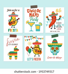 Cinco de Mayo Mexican Holiday banner, poster, party invitation and greeting card design set