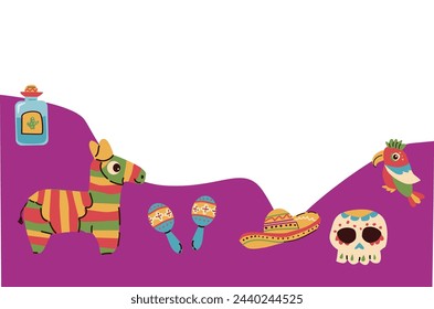 Cinco de mayo mexican holiday banner template with copy space. 
