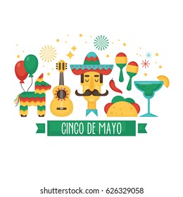 Cinco de Mayo Mexican Holiday banner, poster, party invitation and greeting card design