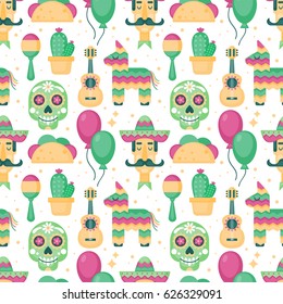 Cinco de Mayo Mexican Holiday seamless pattern background