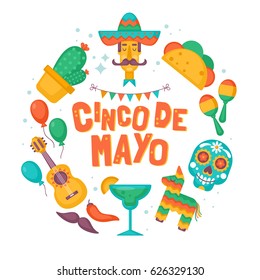 Cinco de Mayo Mexican Holiday banner, poster, party invitation and greeting card design