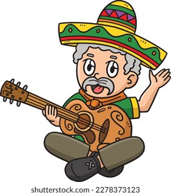 Cinco de Mayo Mexican Man Playing Guitar Clipart