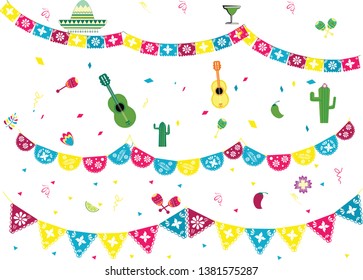 cinco de mayo mexican party vector kit