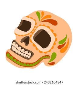 Cinco de Mayo Mexican Skull. Mexican fiesta. Vector hand drawn illustration.