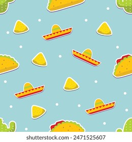 Cinco de Mayo, mexican vector clipart, seamless pattern mexico icon