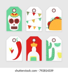 Cinco de mayo, Mexican vector tags set with taco