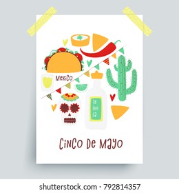 Cinco de mayo, Mexican vector design poster concept with taco