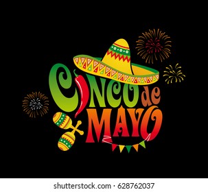 Cinco de mayo. Mexico. Lettering. Design element for poster, postcard. Banner. Vector illustration.