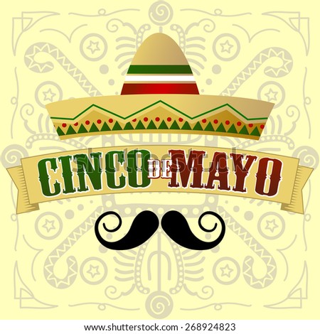 Cinco de Mayo Moustache. Vector Illustration