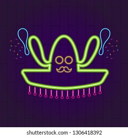 Cinco de mayo neon banner. Vector illustration design