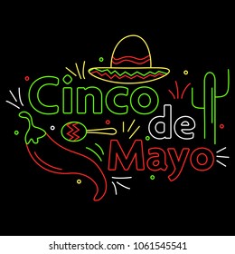 Cinco de mayo neon sign light style banner