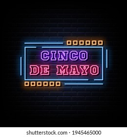 Cinco de mayo neon signs vector. Design template neon style