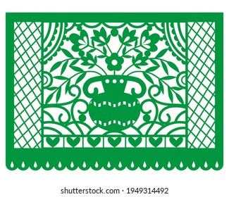 Cinco de Mayo. Papel picado Mexican banner. Colorful mexican perforated papel picado banner