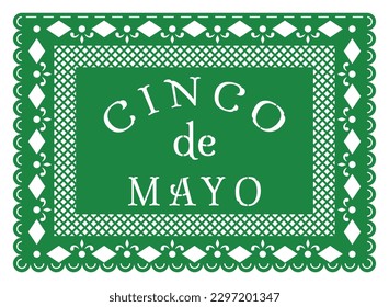 Cinco de Mayo papel picado banner. Cut out design element. Vector illustration