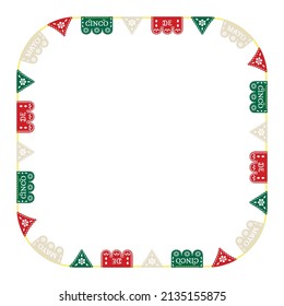 Cinco de Mayo paper garland square frame. Papel picado vector illustration. For greeting card, invitation, photo decor, flyer, banner