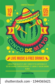 Cinco de mayo party, festival poster vector template