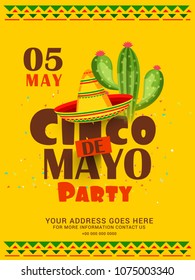 Cinco De Mayo Party Invitation Poster Or Flyer Template Design.