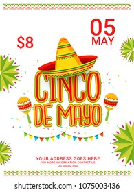 Cinco De Mayo Party Invitation Poster Or Flyer Template Design.