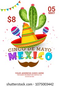 Cinco De Mayo Party Invitation Poster Or Flyer Template Design.