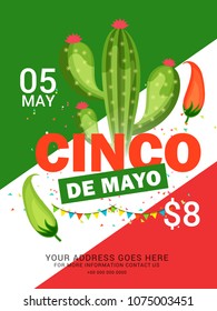 Cinco De Mayo Party Invitation Poster Or Flyer Template Design.
