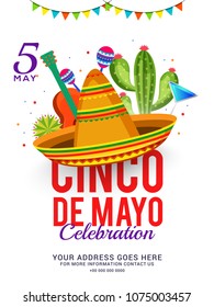 Cinco De Mayo Party Invitation Poster Or Flyer Template Design.