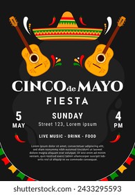 Cinco de Mayo party invitation design. Mexican fiesta poster template. Cinco de mayo holiday celebration. Vector illustration