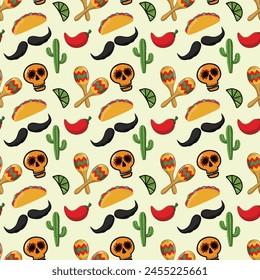 Cinco De Mayo Party Seamless Vector Pattern Design