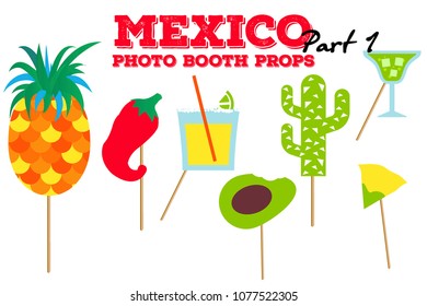 Cinco De Mayo Photo Booth Props Fiesta Mexican Holiday on sticks. 