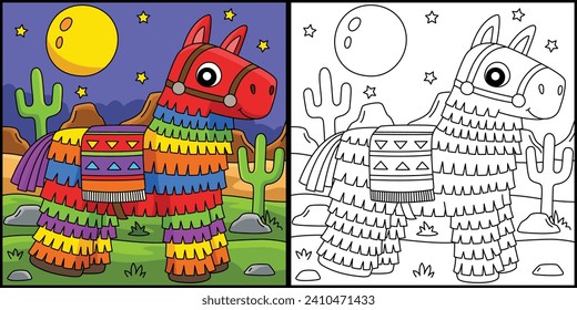 Cinco de Mayo Pinata Coloring Page Illustration