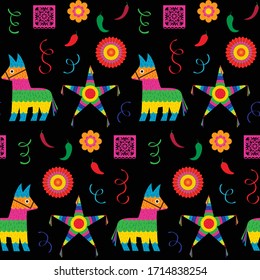 cinco de mayo pinata seamless vector pattern