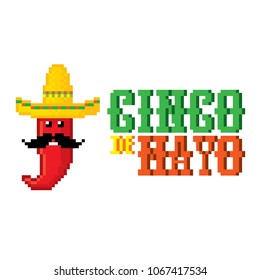 cinco de mayo. Pixel art. Old school computer graphic style. Game assets 8-bit sprite. 8 bit video game. game element.