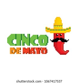 cinco de mayo. Pixel art. Old school computer graphic style. Game assets 8-bit sprite. 8 bit video game. game element.