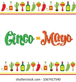 cinco de mayo. Pixel art. Old school computer graphic style. Game assets 8-bit sprite. 8 bit video game. game element.