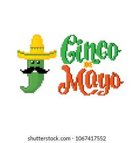 cinco de mayo. Pixel art. Old school computer graphic style. Game assets 8-bit sprite. 8 bit video game. game element.