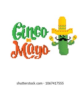 cinco de mayo. Pixel art. Old school computer graphic style. Game assets 8-bit sprite. 8 bit video game. game element.