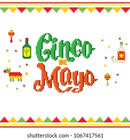 cinco de mayo. Pixel art. Old school computer graphic style. Game assets 8-bit sprite. 8 bit video game. game element.