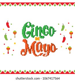 cinco de mayo. Pixel art. Old school computer graphic style. Game assets 8-bit sprite. 8 bit video game. game element.