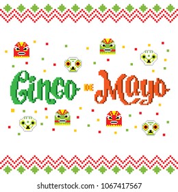 cinco de mayo. Pixel art. Old school computer graphic style. Game assets 8-bit sprite. 8 bit video game. game element.