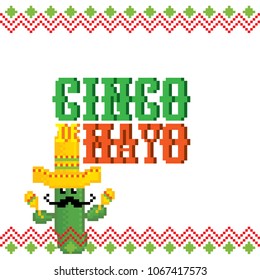 cinco de mayo. Pixel art. Old school computer graphic style. Game assets 8-bit sprite. 8 bit video game. game element.