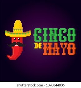 cinco de mayo. Pixel art. Old school computer graphic style. Game assets 8-bit sprite. 8 bit video game. game element.