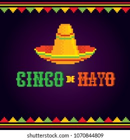 cinco de mayo. Pixel art. Old school computer graphic style. Game assets 8-bit sprite. 8 bit video game. game element.