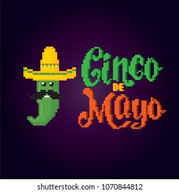 cinco de mayo. Pixel art. Old school computer graphic style. Game assets 8-bit sprite. 8 bit video game. game element.