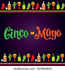 cinco de mayo. Pixel art. Old school computer graphic style. Game assets 8-bit sprite. 8 bit video game. game element.