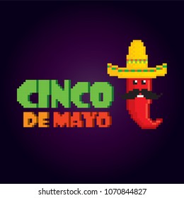 cinco de mayo. Pixel art. Old school computer graphic style. Game assets 8-bit sprite. 8 bit video game. game element.