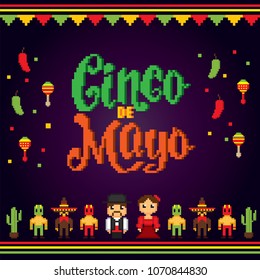 cinco de mayo. Pixel art. Old school computer graphic style. Game assets 8-bit sprite. 8 bit video game. game element.