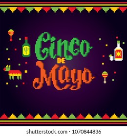 cinco de mayo. Pixel art. Old school computer graphic style. Game assets 8-bit sprite. 8 bit video game. game element.