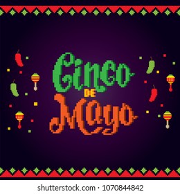 cinco de mayo. Pixel art. Old school computer graphic style. Game assets 8-bit sprite. 8 bit video game. game element.